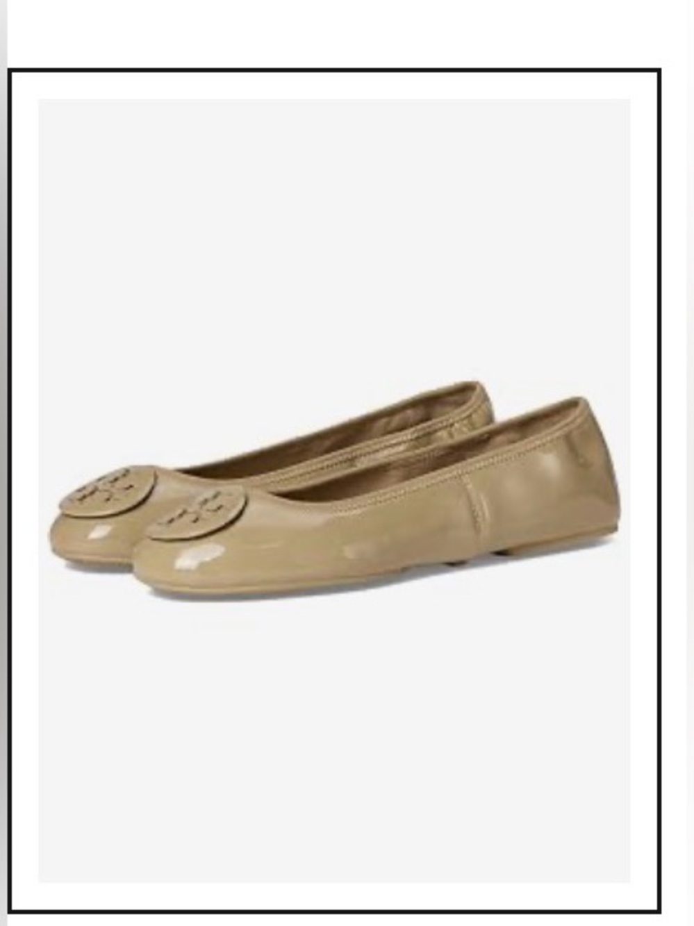 Tory Burch Reval Travel Ballet Pall Santo Patent Logo Round-Toe Ballet Flat